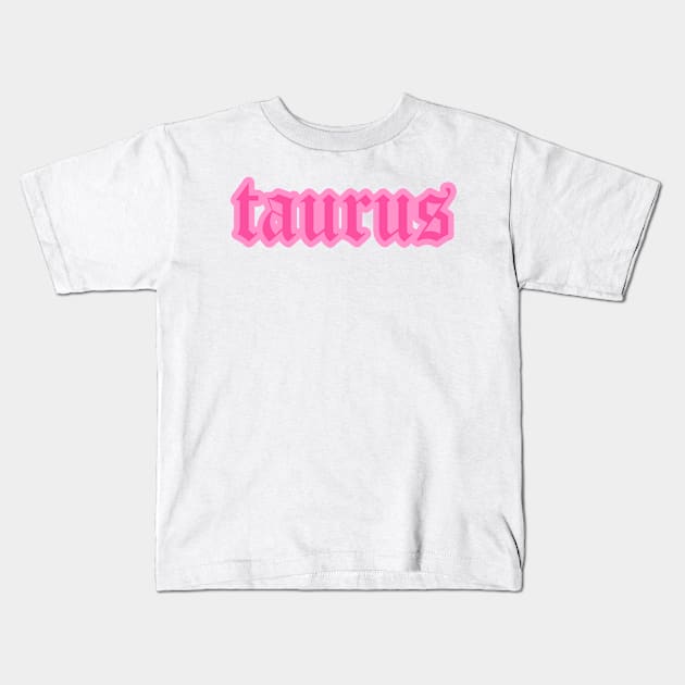 Taurus Zodiac Pink Astrology Aesthetic Kids T-Shirt by Asilynn